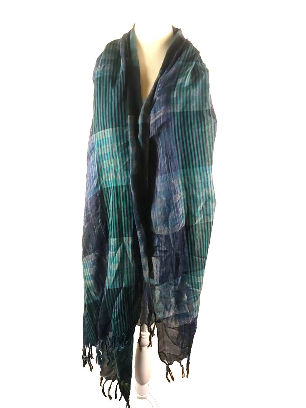 Large Rectangular Scarf 76 31 Fringe Green Black Geometric Preppy Y 2 k...